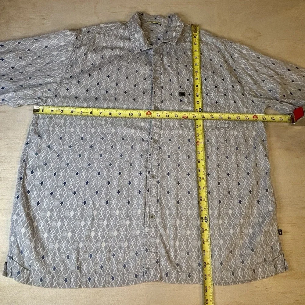The North Face Mens XXL Blue Diamond Patterned Short Sleeve Button Down Shirt